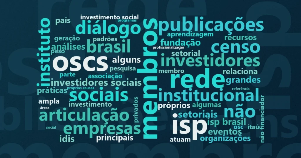 Nuvem de palavras com os termos centrais da notícia 'GIFE: quem são os institutos e fundações que investem no terceiro setor brasileiro' no Terceiro Setor
