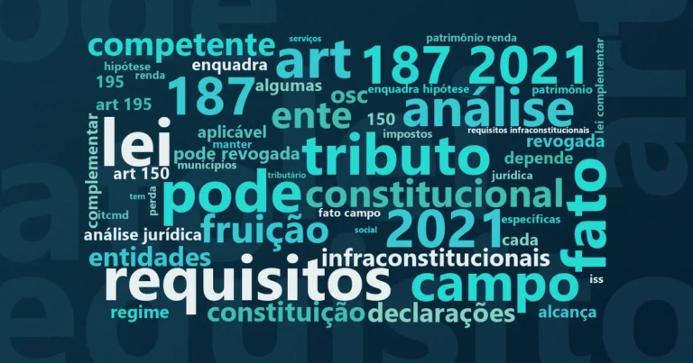 Nuvem de palavras com os termos centrais da notícia 'Imunidade tributária nas OSCs: diferença entre imunidade, isenção e não incidência' no Terceiro Setor