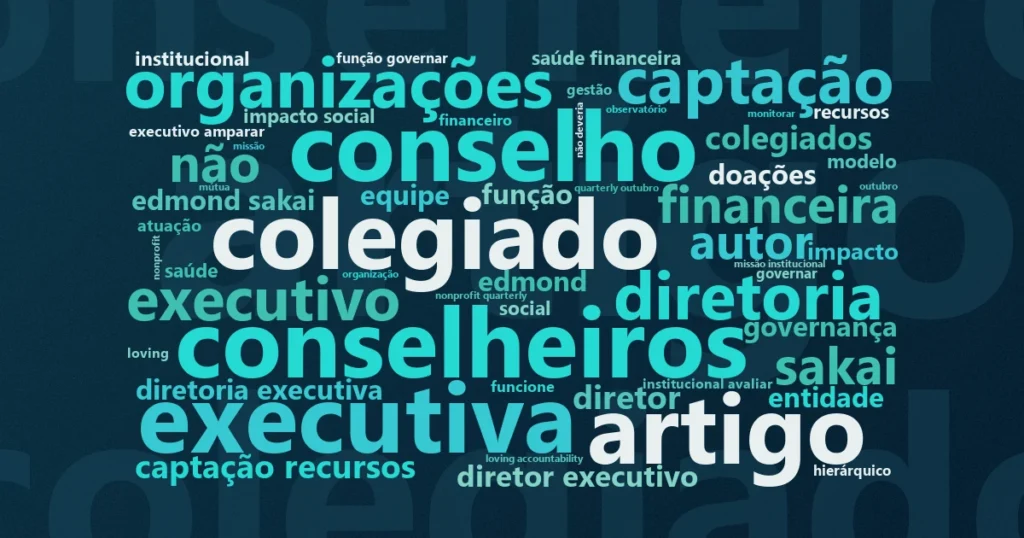 Nuvem de palavras com os termos centrais da notícia 'Conselhos de ONGs confundem fiscalização com chefia, mostra análise' no Terceiro Setor