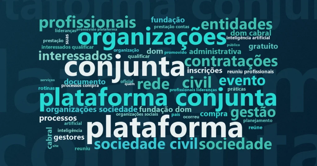 Nuvem de palavras com os termos centrais da notícia 'Contratação de fornecedores pauta encontro virtual para OSCs' no Terceiro Setor