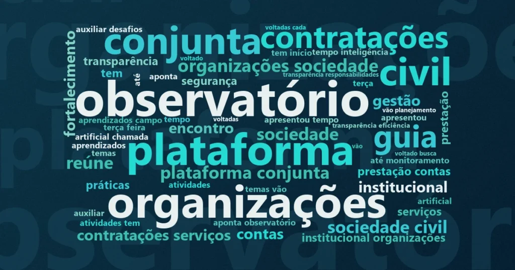 Nuvem de palavras com os termos centrais da notícia 'Evento virtual qualifica OSCs nos processos de contratação de fornecedores' no Terceiro Setor
