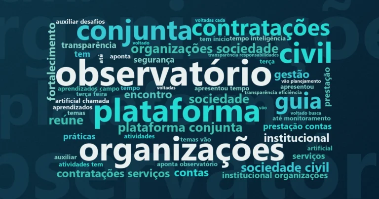 Nuvem de palavras com os termos centrais da notícia 'Evento virtual qualifica OSCs nos processos de contratação de fornecedores' no Terceiro Setor