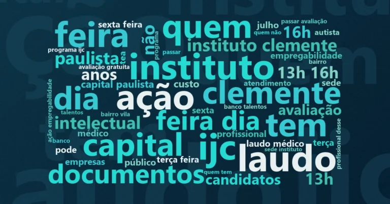 Nuvem de palavras com os termos centrais da notícia 'Cadastro de currículos gratuito atende pessoas com deficiência em SP' no Terceiro Setor
