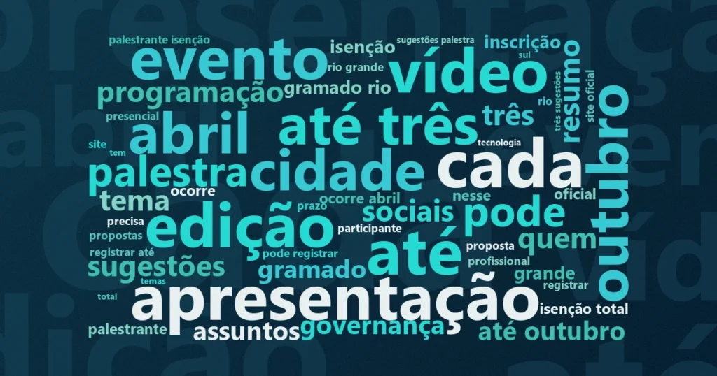 Nuvem de palavras com os termos centrais da notícia 'Rede Filantropia abre seleção de palestrantes para o FIFE 2027' no Terceiro Setor