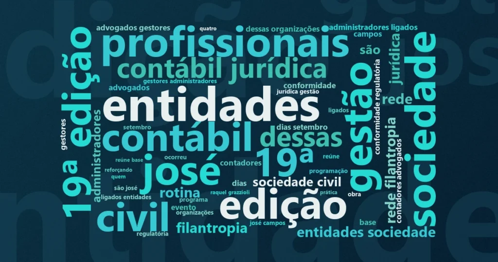 Nuvem de palavras com os termos centrais da notícia 'Compliance e contabilidade pautam imersão do terceiro setor' no Terceiro Setor