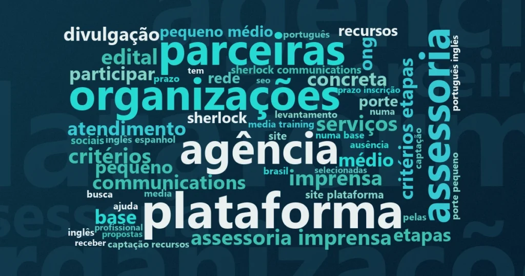Nuvem de palavras com os termos centrais da notícia 'Allin4Good reúne ONGs e agências para projetos de comunicação pro bono' no Terceiro Setor