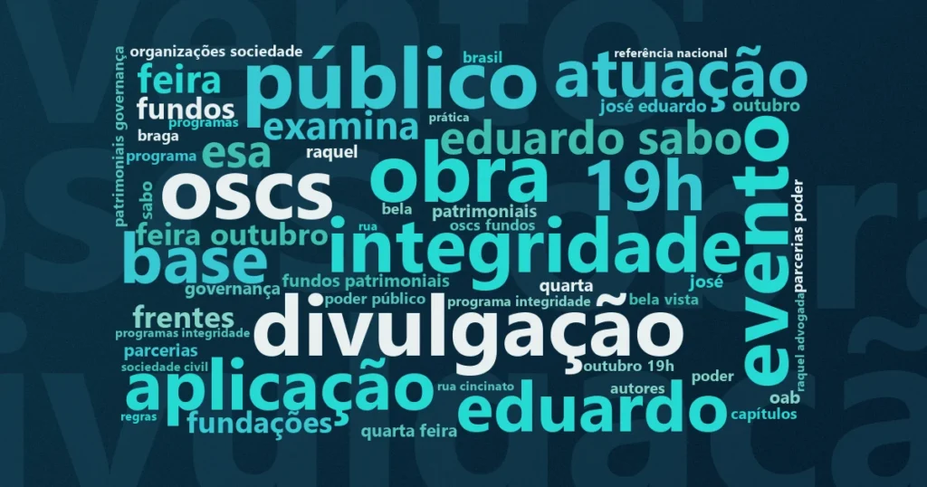 Nuvem de palavras com os termos centrais da notícia 'Compliance no Terceiro Setor: livro de Paes e Grazzioli chega a São Paulo' no Terceiro Setor