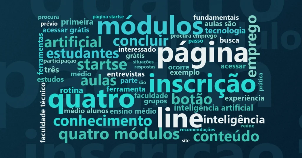 Nuvem de palavras com os termos centrais da notícia 'Curso de IA gratuito com certificado tem apoio da Junior Achievement Brasil' no Terceiro Setor