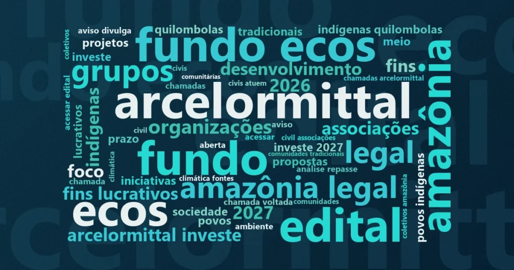 Nuvem de palavras com os termos centrais da notícia 'Editais com inscrições abertas em agosto para o terceiro setor' no Terceiro Setor