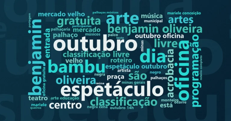 Nuvem de palavras com os termos centrais da notícia 'Festival de Circo do Alto Vale tem espetáculos e oficinas gratuitos em Diamantina' no Terceiro Setor